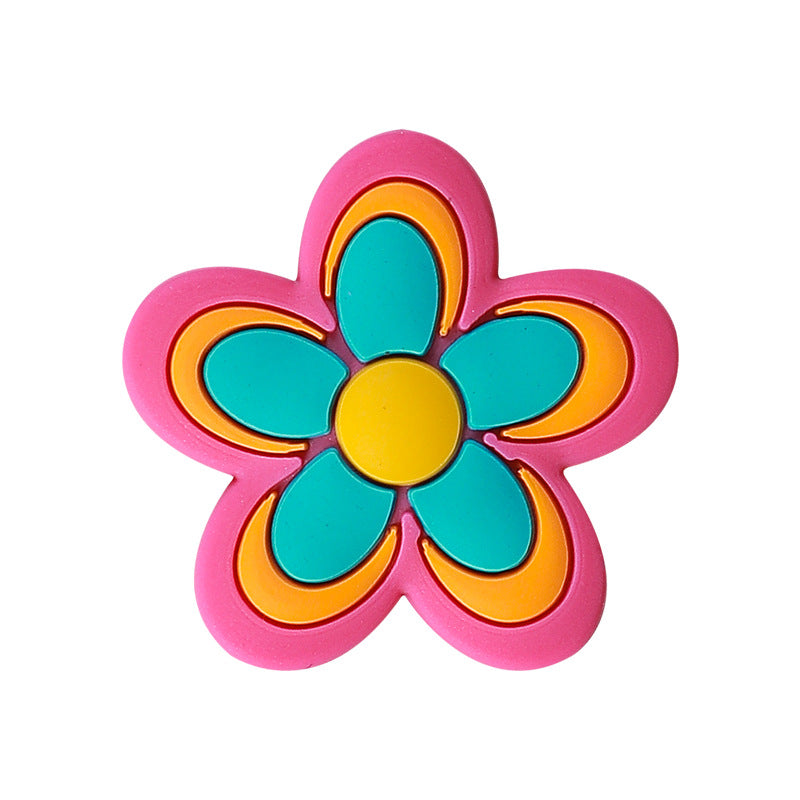 Silicone Focal Beads Flower Children Smiling Face with Rose Red Flower 4