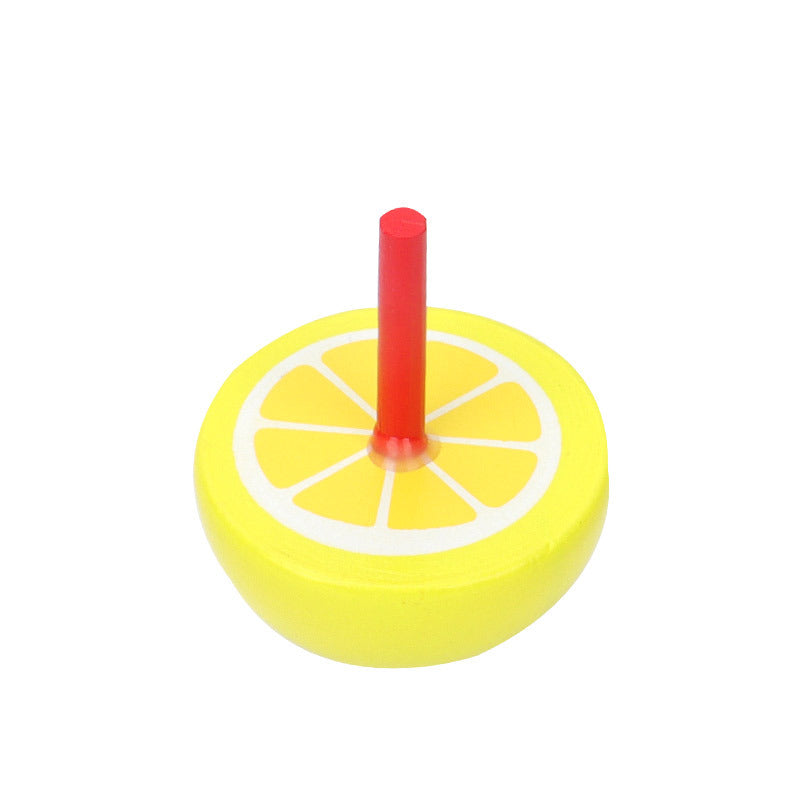 Wooden Fruit Small Spinning Top Toy Random Color