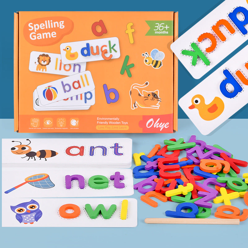 Wooden Montessori Toys English Letter Card Spelling Educational Toy