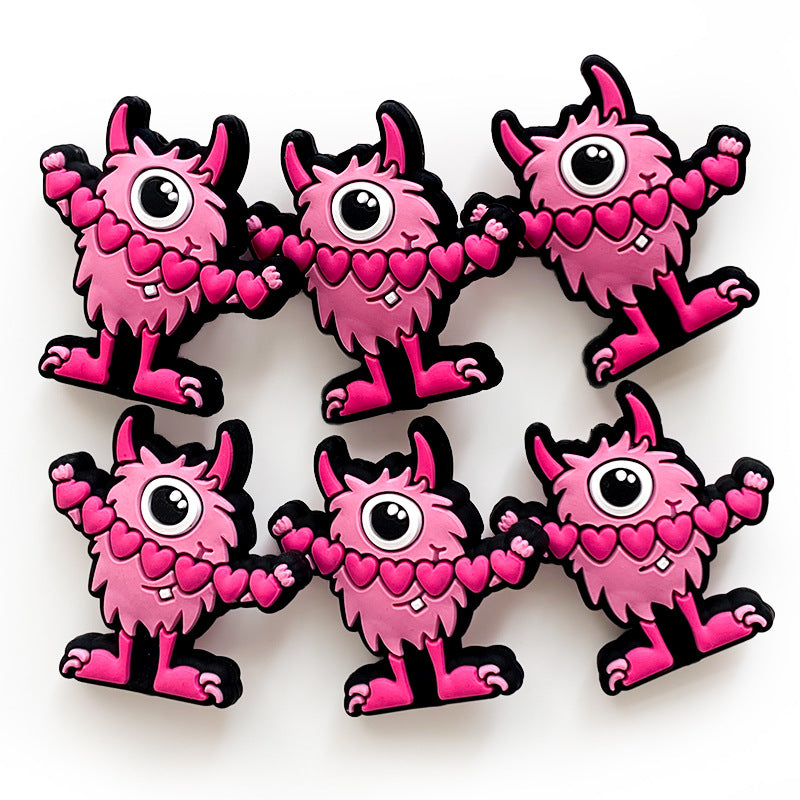 20pcs Silicone Focal Beads One Eye Monster Holding Heart Garland 3