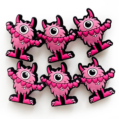 20pcs Silicone Focal Beads One Eye Monster Holding Heart Garland 3