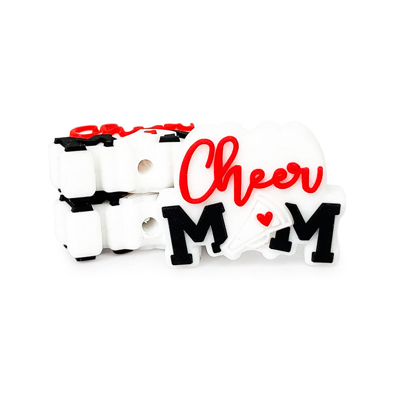 20pcs Silicone Focal Beads Letter Mom Cheer Megaphone Detail 3