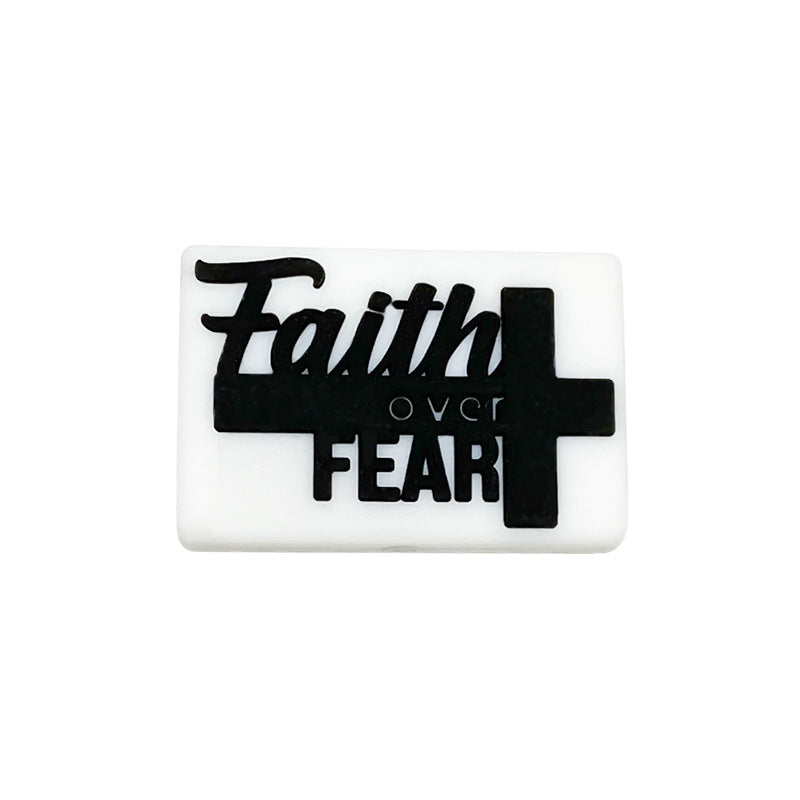 20Pcs Silicone Focal Beads Faith Rectangular Block Shape with Raised Text 8