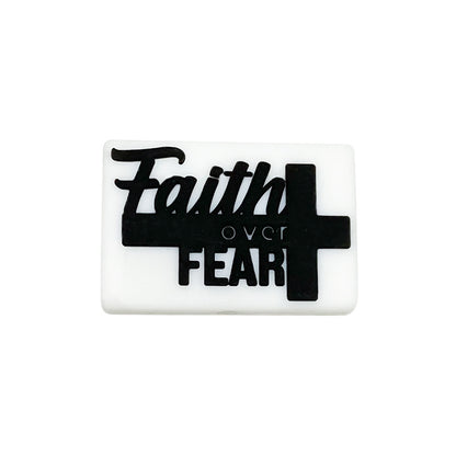 20Pcs Silicone Focal Beads Faith Rectangular Block Shape with Raised Text 8