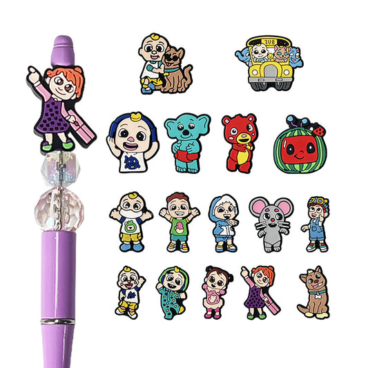 20Pcs Silicone Focal Beads Cartoon Characters Variety Set