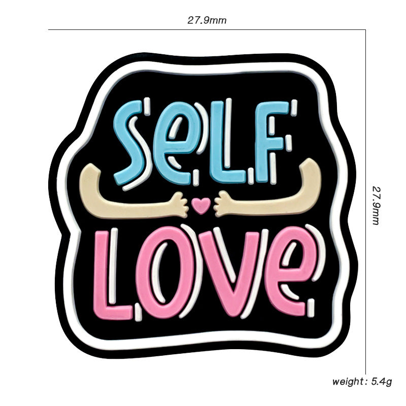 20pcs Silicone Focal Beads Self Love Printed Text Design 2