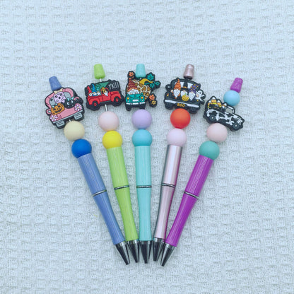 20Pcs Silicone Focal Beads Halloween Car Series Front Facing Design