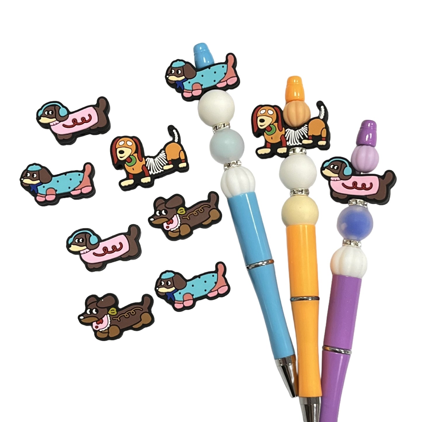 20Pcs Silicone Focal Beads Cartoon Animal Spring Dog Side Profile 2