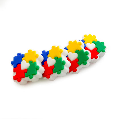 20pcs Silicone Puzzle Focal Beads Heart Cutout Center 2