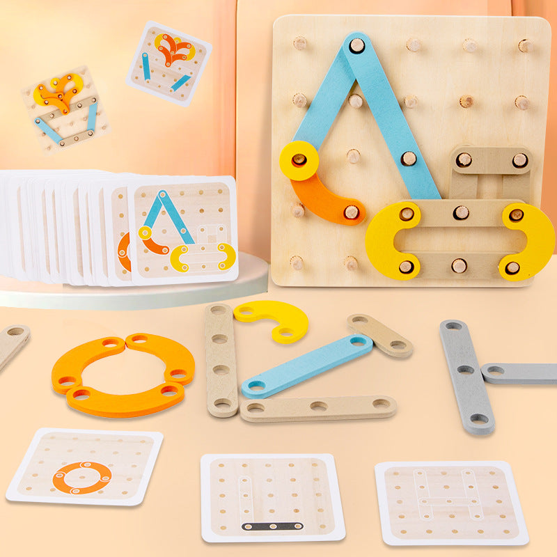 Wooden Nail Panel Montessori Toys Educational Fine Motor Skills
