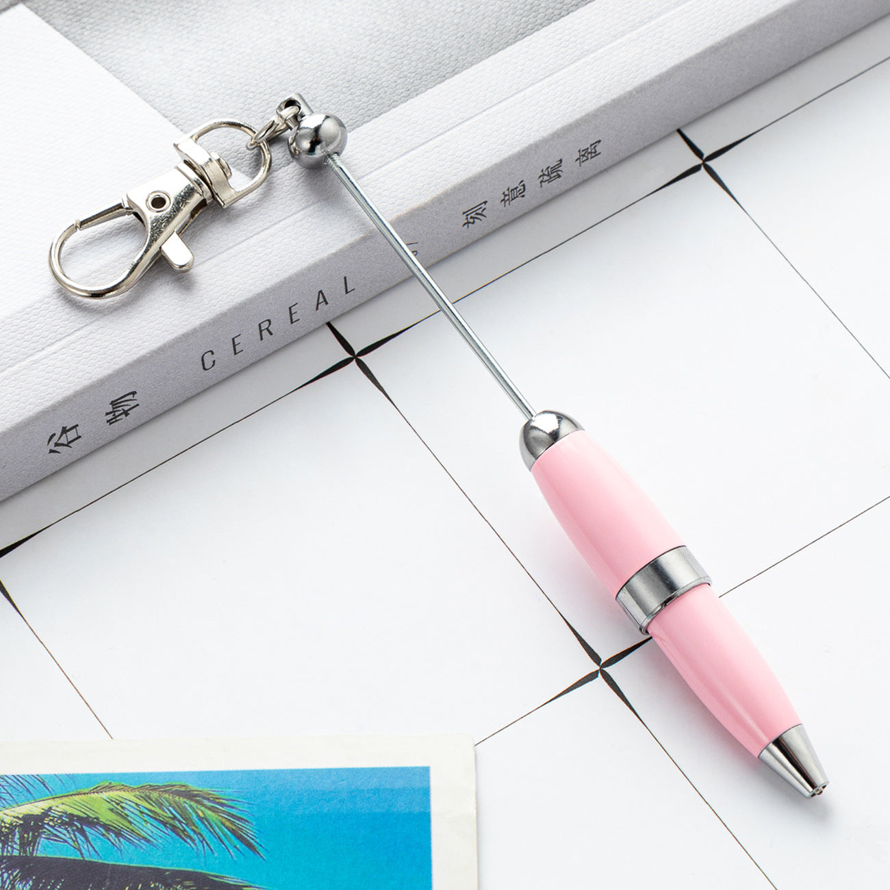 Portable Metal Beadable Pen Keychain Ballpoint Pens DIY Craft Supplies 21