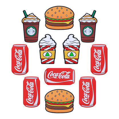 20pcs Silicone Focal Beads Hamburger Coke Fast Food Assortment