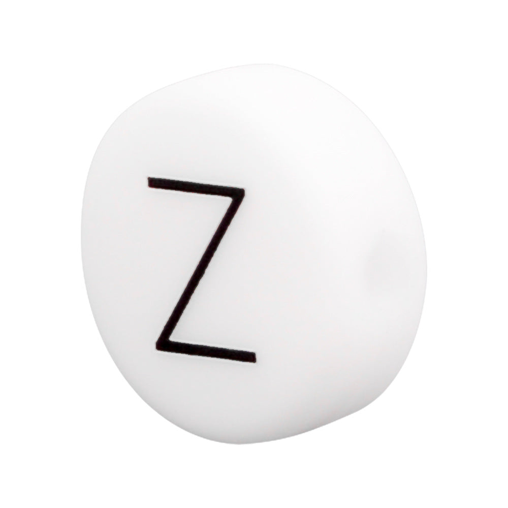 20pcs 12mm Silicone Letter Beads Alphabet Flat Round Single Letter 30