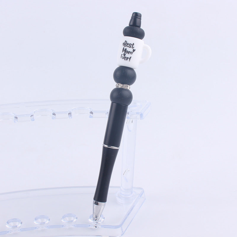 Black Cup Silicone Beaded Pens Handmade Novelty Pen Gift 13