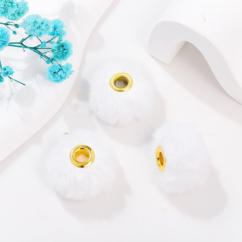 50pcs 20mm Fuzzy Abacus Large Hole Spacer Beads Imitation Rabbit Hair 6