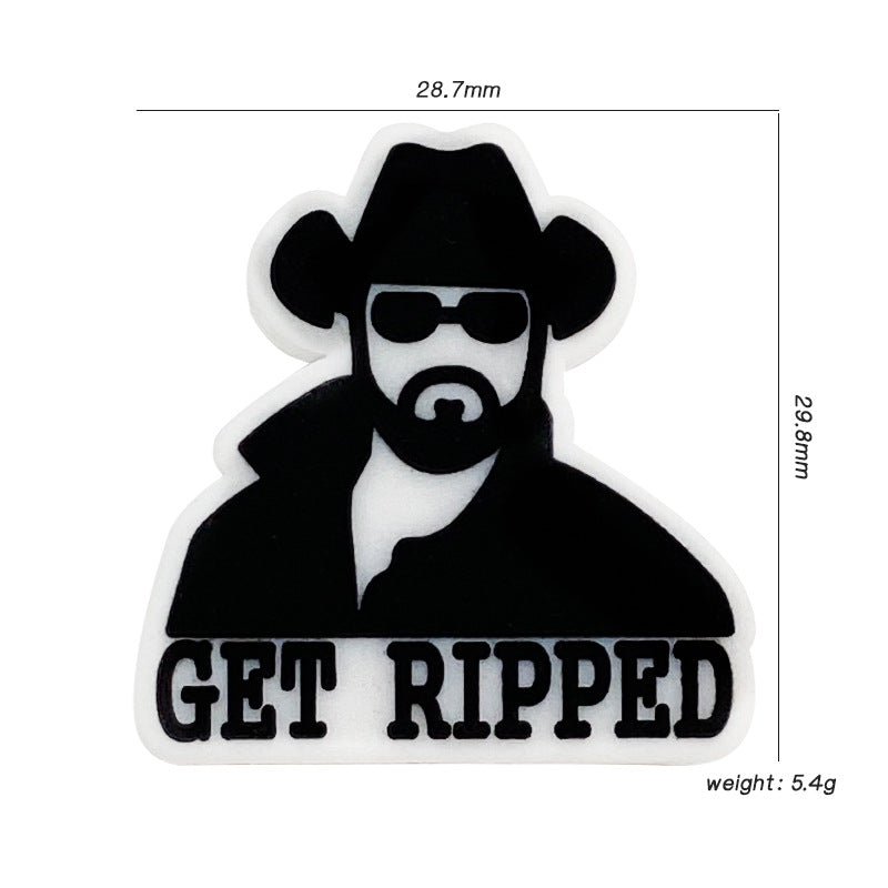 20pcs Silicone Focal Beads Man Letter Get Ripped Design 2
