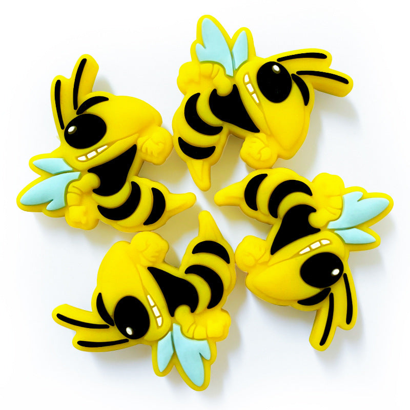 20Pcs Silicone Focal Beads Bumblebee Front Facing