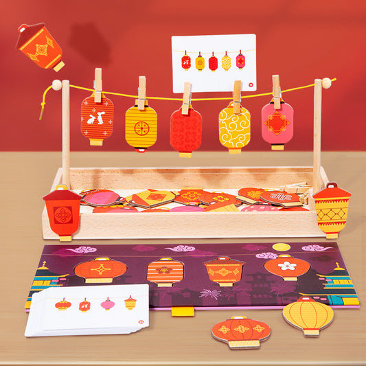 Wooden Lantern Shape Pairing Montessori Toys Educational