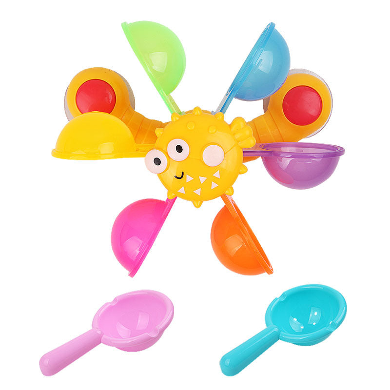 Plastic Windmill Rotary Table Toy with Spoons for Toddlers
