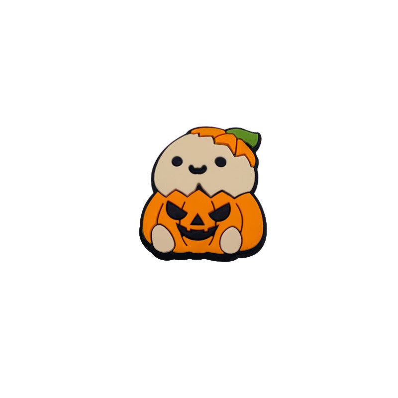 20pcs Silicone Focal Beads Chicken Pumpkin Halloween Cartoon Holding Pumpkin 6