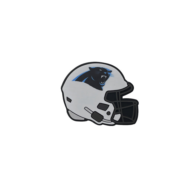 20pcs Silicone Focal Beads Football Helmet Printed Design 15
