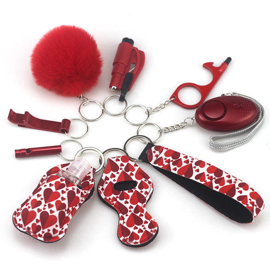 Outdoor Self Defense Alarm Whistle Pompom Keychain 10 Pack