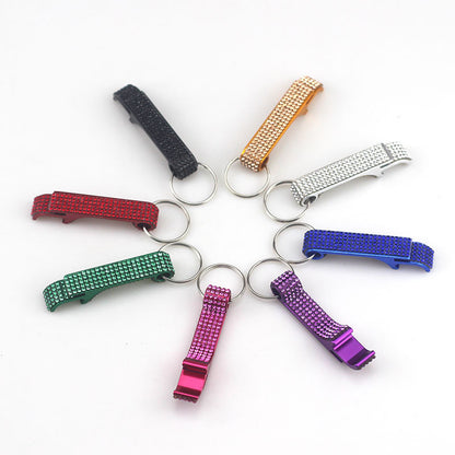 Rhinestone Bottle Opener Functional Aluminum Alloy Keychain