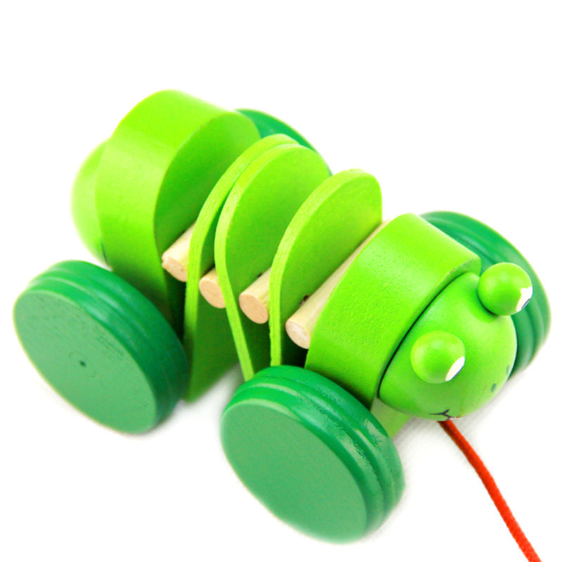 Wooden Animal Caterpillar Montessori Toys Trolley Toy 3