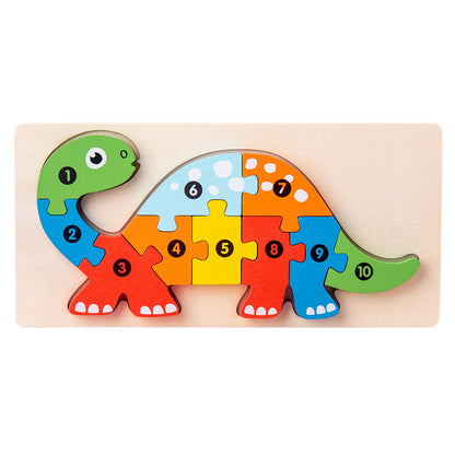 Wooden Building Blocks Animal Traffic Shapes Matching 3D Puzzle Toy 19