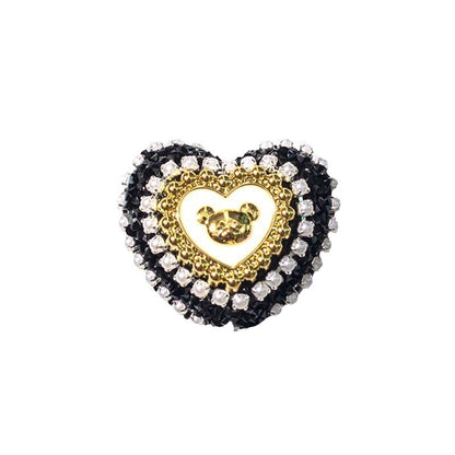 10pcs Heart Bear Rhinestone Acrylic Focal Beads 27.5x24.6mm 4