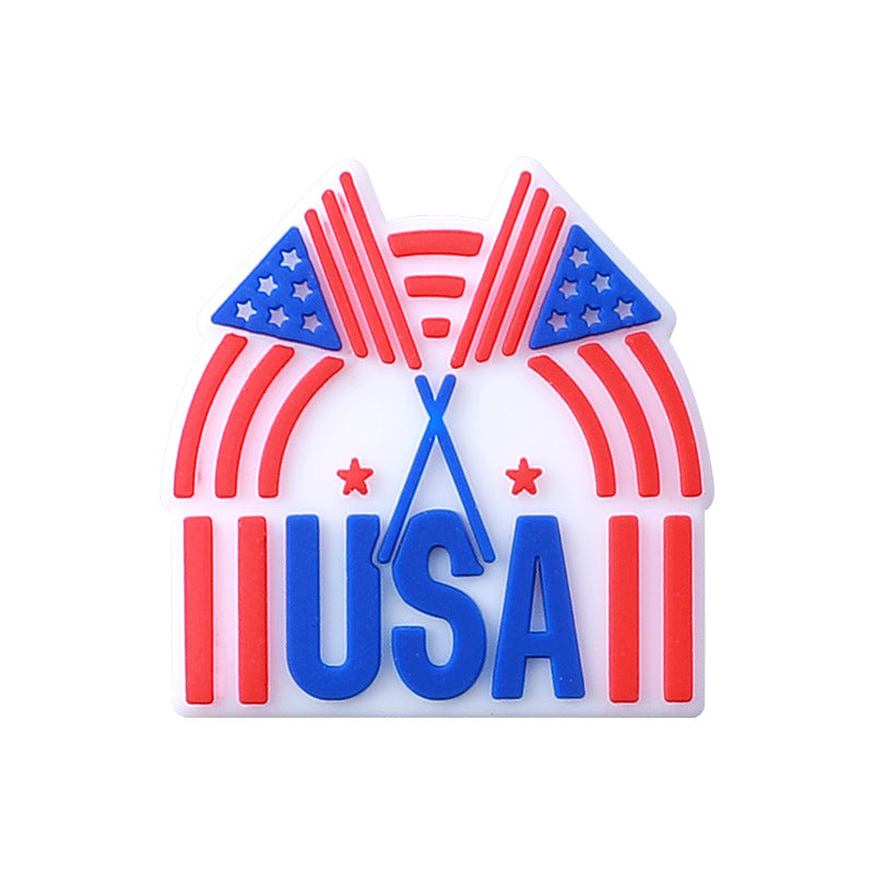 20pcs Silicone Focal Beads Independence Day Theme USA Flag and Character Designs 6