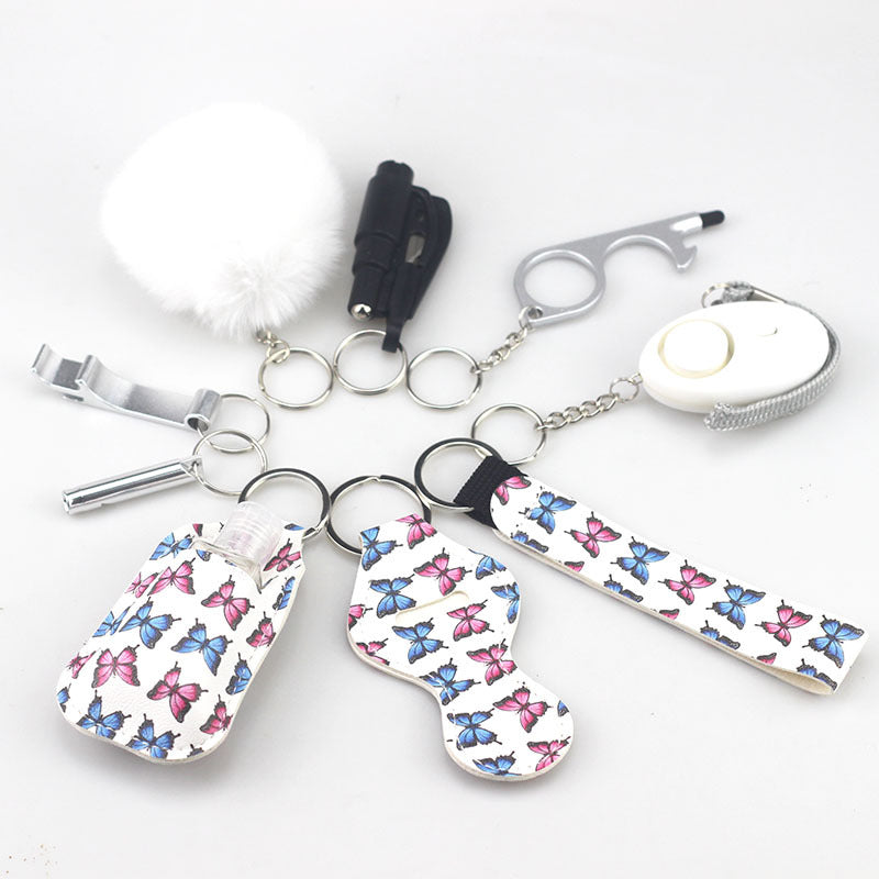 Outdoor Self Defense Alarm Whistle Pompom Keychain 10 Pack 4