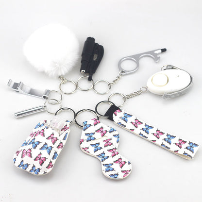 Outdoor Self Defense Alarm Whistle Pompom Keychain 10 Pack 4