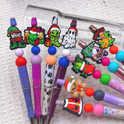 20Pcs Silicone Focal Beads Christmas Series Assorted Holiday Designs 4