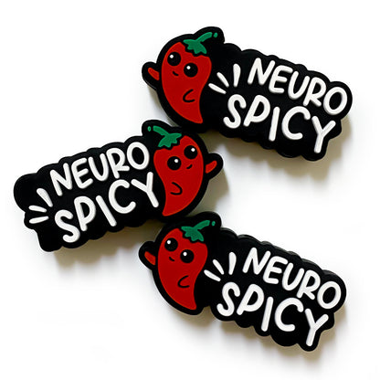 20pcs Silicone Focal Beads Chaotian Pepper with Printed Neuro Spicy Text 4