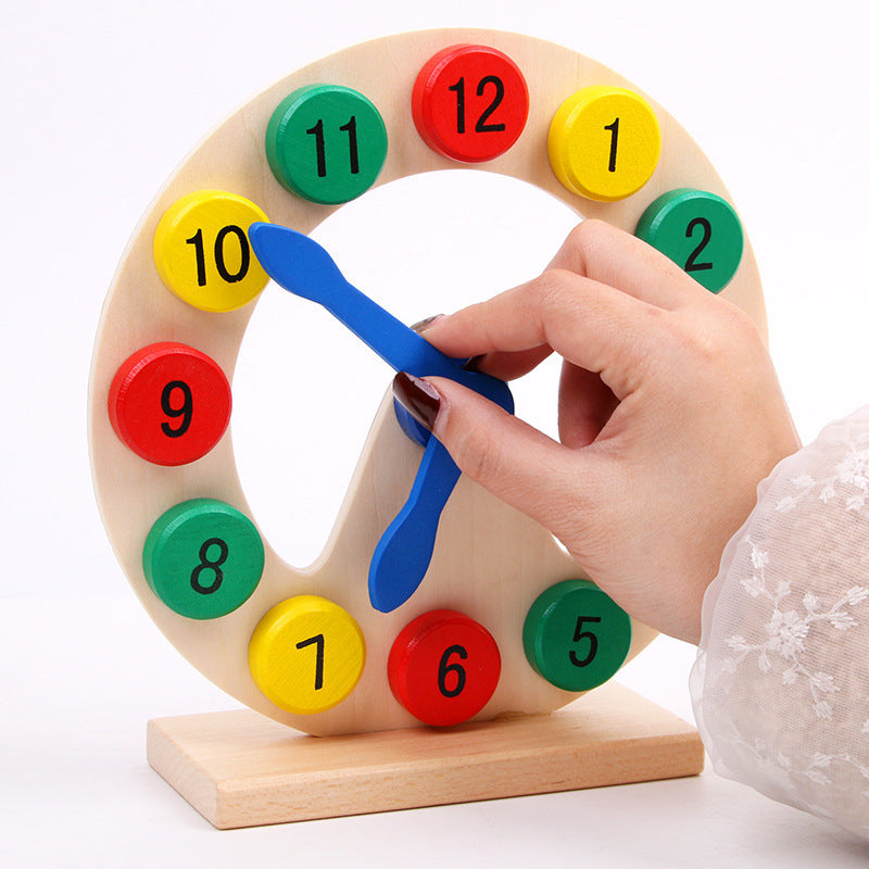 Wooden Montessori Toys Teaching Clock Educational Toy 3