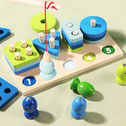 Wooden Magnetic Fishing Building Blocks Montessori Toys 2