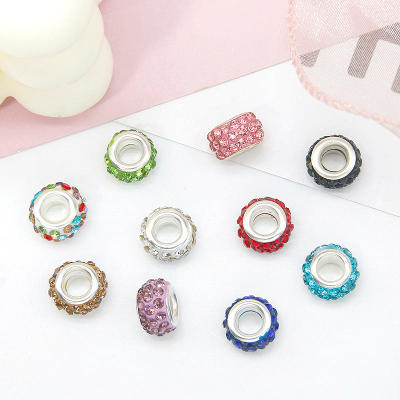 50pcs 12mm 3-Row Large Hole Rhinestone Spacer Beads DIY Jewelry Making 5