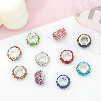 50pcs 12mm 3-Row Large Hole Rhinestone Spacer Beads DIY Jewelry Making 5