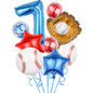 Baseball Foil Balloon Set One Year Birthday Party Decoration 9pcs 10