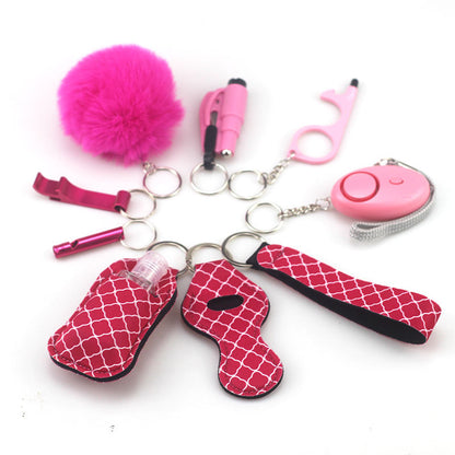 Outdoor Self Defense Alarm Whistle Pompom Keychain 10 Pack 3