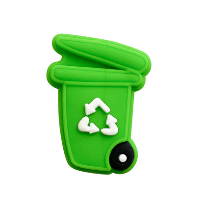 20pcs Silicone Focal Beads Garbage Bin with Lid Raised Recycling Symbol 4