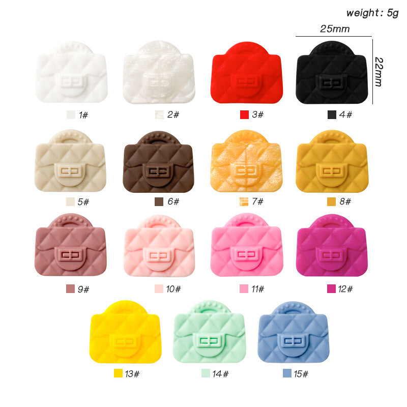 10pcs Silicone Focal Beads Bag Design Quilted Texture 2