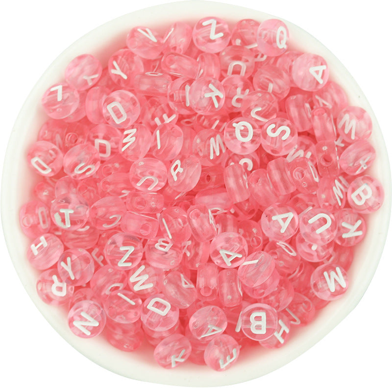 100pcs Letter Acrylic Beads Transparent Candy Color DIY Bracelet Making 11