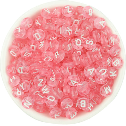 100pcs Letter Acrylic Beads Transparent Candy Color DIY Bracelet Making 11
