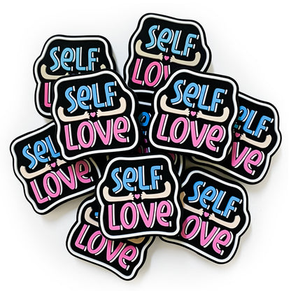 20pcs Silicone Focal Beads Self Love Printed Text Design 4
