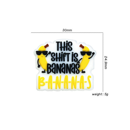 20Pcs Silicone Focal Beads Cool Banana Text Print Design 2