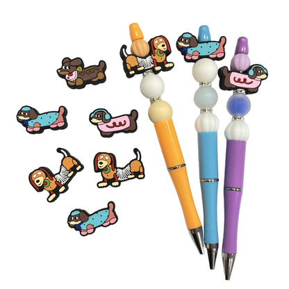20Pcs Silicone Focal Beads Cartoon Animal Spring Dog Side Profile 5
