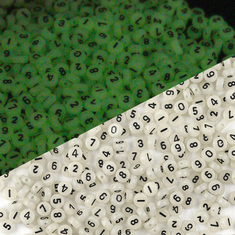 100 Pack Glow In The Dark Flat Round Letter Heart Acrylic Beads Bracelet Accessories 10