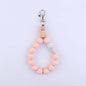 Wood Hexagon Silicone Bead Wristlet Keychain with Wooden Accent 7
